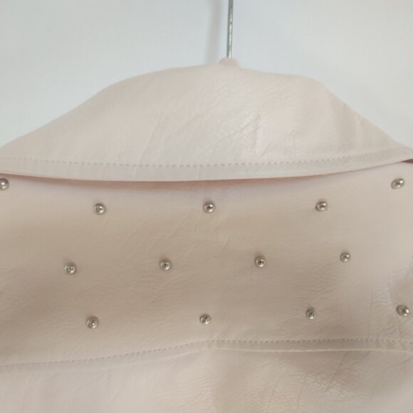 Coffe Shop Kid's Light Pink Faux Leather Silver Stud Moto Biker Jacket - XL Kids - Picture 7 of 15